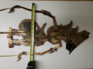 Antique Indonesian Wayang Kulit Kresna & Janaka Shadow puppets 8