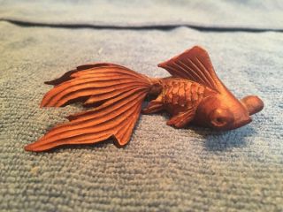 Vintage Carved Asian Wooden Koi Fish Figurine