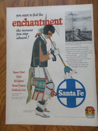 1952 Santa Fe Railroad Ad Pueblo Flute Dancer 1952 Watchmakers Of Switzerland Ad