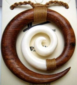 Koa Wood Hawaiian Jewelry Spiral Pendant Choker/necklace 45011
