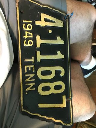 1949 Tennessee License Plate State Shaped