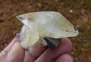 Rare,  Light Yellow Dt Calcite Crystals,  Purple Fluorite,  Sphalerite,  Elmwood Mine