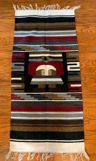Vintage Native American Navajo Style Or Mexican Wool Blanket Rug /wall Hanging