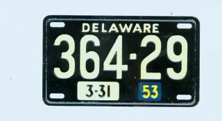 1953 Wheaties Cereal Premium License Plate - Delaware