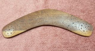 Vintage Smaller Handcrafted Boomerang Wooden Aboriginal Art