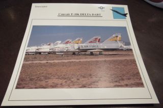 Convair F - 106 Delta Dart Military Airplane Photo Card W/ Specifications