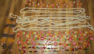 Vintage Christmas Garland Blow Mold Plastic Candy Popcorn Lifesavers