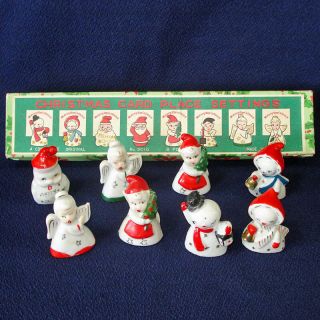 Box Commodore Porcelain Christmas Character Place Card Holders