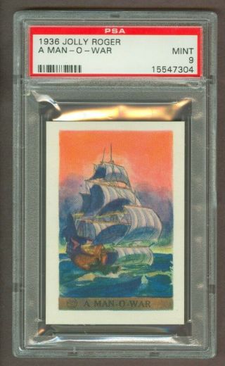 1936 F375 Jolly Roger Pirates Card.  " A Man - O - War ",  Psa 9