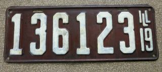 1919 Illinois Rear License Plate Re - Painted Numbers And Letters