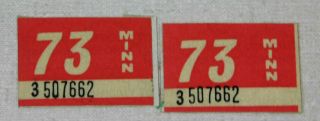 1973 Minnesota Passenger Car License Plate Sticker Pair