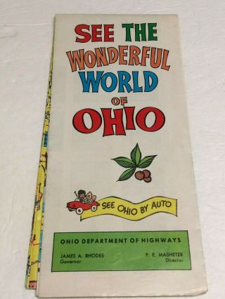 Vintage 1965 Map See The Wonderful World Of Ohio