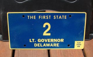 Delaware Lt.  Governor 2 License Plate Low Number