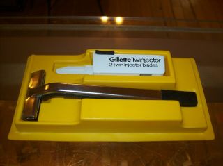 Vintage Gillette Injector Safety Razor With Case And 2 Twinjector Blades Usa