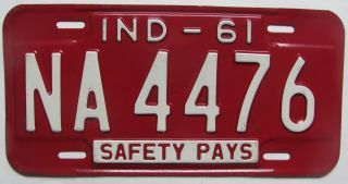 1961 Indiana Car License Plate