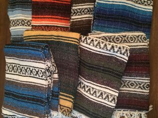 11 Pack - Mexican Falsa Throw Blankets Yoga - Made In Mexico Serapes