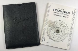 Concise Type E Circular Slide Rules And Conversion Tables With Case
