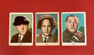 1959 Three 3 Stooges Fleer Moe Larry Curly Trading Cards ’s 1,  2 & 3 Good