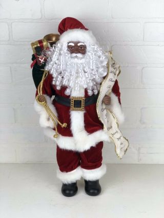 Vintage Black African American Santa Claus With Toy Sack & Naughty List 21”