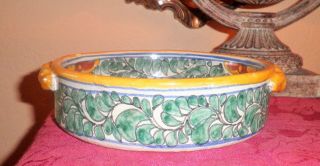 Old Mexican Folk Art Pottery Hand Painted Floral Motif Bowl