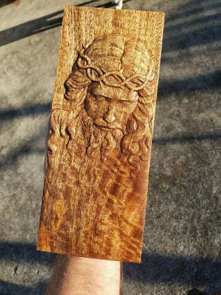 10 " Koa Carving Of Jesus Christ,  Carved & Wood Statue,  Curly Koa