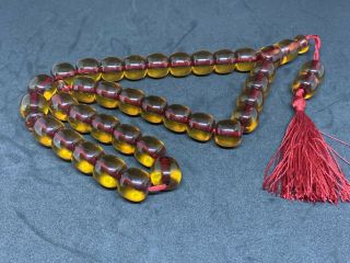 Natural Amber Misbaha Tasbih Prayer Beads Faturan Ates Kehribar