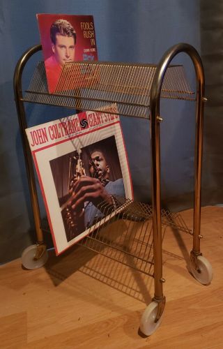 Vintage Mid Century 45 Rpm & Lp Metal Wire Record Holder Stand