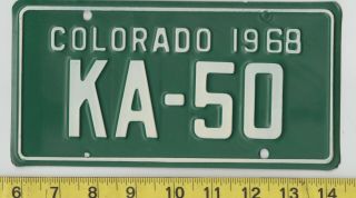 1968 Colorado Motorcycle License Plate Ka 50