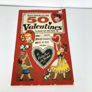 Antique Valentines Day 100 Piece Play Book 50 Valentines Punch Out Rare