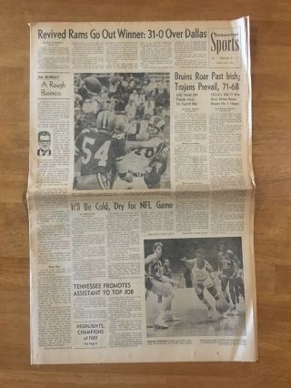 January 4,  1970 Los Angeles La Times Sports Newspaper Rams Cowboys Usc Fsu