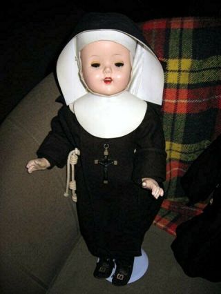 19 " Nun Doll Hard Plastic Walker Unmarked Jointed Limbs