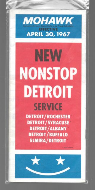 1967 Mohawk Airlines System Timetable - April 30,  1967