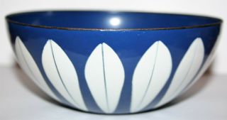 Cathrineholm Enamel Lotus Bowl Dark Blue & White 5.  5” Norway Mid Century Modern 3