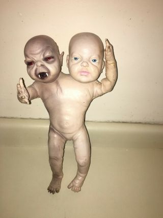 Halloween Prop Two Headed Zombie Baby Prop.  Latex Damage All Over.