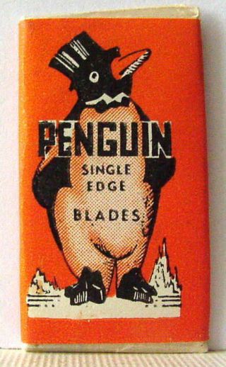 Vintage Very Rare Penguin Sleeved Se Safety Razor Blade