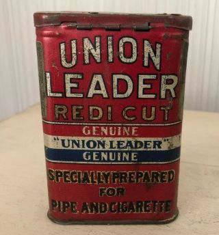 Antique Vintage Union Leader Redi Cut Tobacco Vertical Pocket Tin Uncle Sam 5