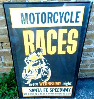 1966 Santa Fe Speedway Poster.  Bart Markel On Harley - Davidson Sprint 350ss
