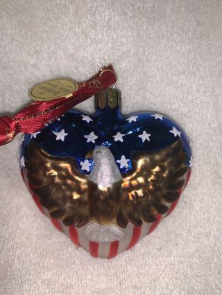 Waterford Holiday Heirlooms Htf/retired Patriotic Heart America W/ Eagle Mib