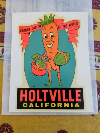 Vintage Hotville California Carrot Lindgren - Turner Co Decal - Sleeve