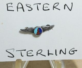 Rare Eastern Airlines Sterling Silver Wings With Enamel Pin Safety Back 1 " L