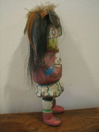 Antique Native American CARVED WOOD HOPI KACHINA Inlaid Turquoise eyes 3