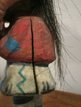 Antique Native American CARVED WOOD HOPI KACHINA Inlaid Turquoise eyes 8