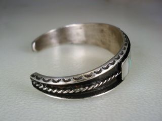 FABULOUS OLD ZUNI NAVAJO STERLING SILVER & TURQUOISE MOP INLAY BRACELET 6