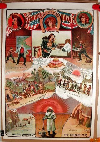1898 Samuel Cody Alaska Gold Rush Chromolithograph Advertising Poster Wild West