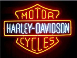 24 " X21 " Inche Huge Harley Davidson Motorcycle Bike Real Neon Sign Beer Bar Light