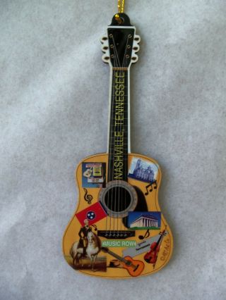 Nashville Tennessee Guitar Christmas Ornament Two Sided Music Row 5 " Long