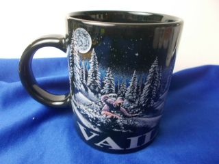 Vail Colorado Night Skiing Coffee Tea Cup Mug Ski Moon Pine Trees Sports Black