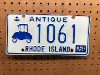 Rhode Island License Plate Antique Auto Car Ri Blue 1997 Anchor 4 Digit 1061