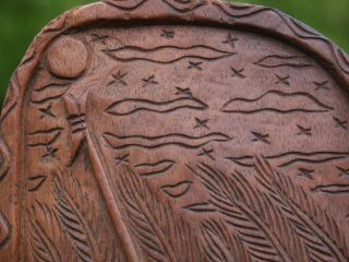Palau Story Board Micronesia Pacific Islander Folk Art Wood Carving 9