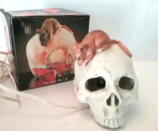Porcelain Skull W/ Rat Night Light Up Flashing Creepy Prop Skeleton Decor Lamp